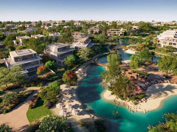 The Acres by Meraas - aerial view of lagoon islands and villas