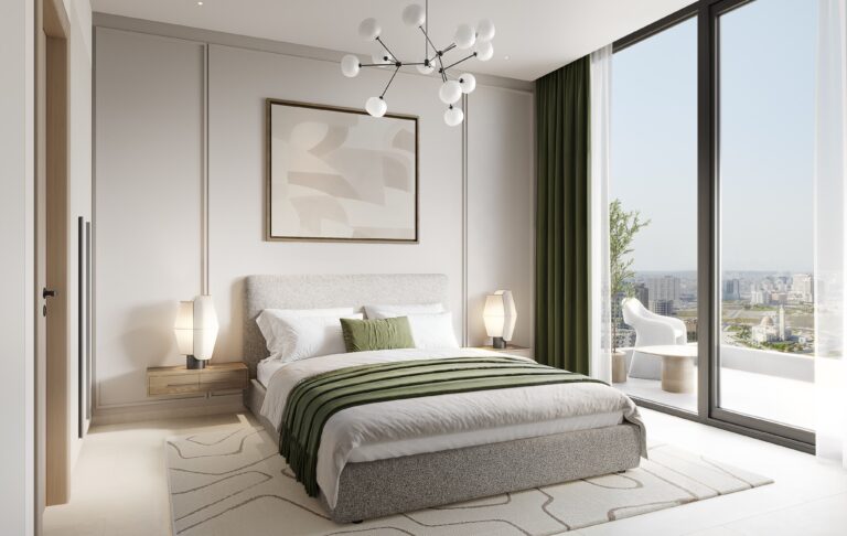 Verdania by Object 1 - bedroom with window and green accents