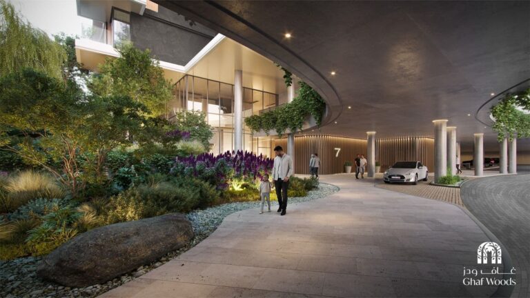 Ghaf Woods landscaped arrival drive and entrance